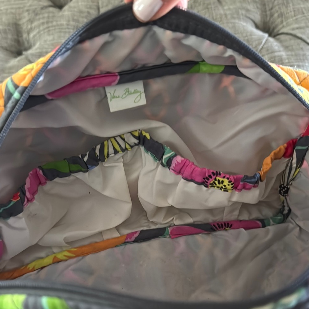 Vera Bradley Pink and Orange Cosmetic Bag with Tropical Design - Picture 5 of 6